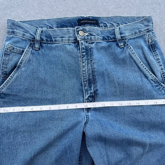 Aeropostale 90s Baggy Jeans Size 14 Regular Medium Wash Straight Leg Carpenter - Picture 6 of 7